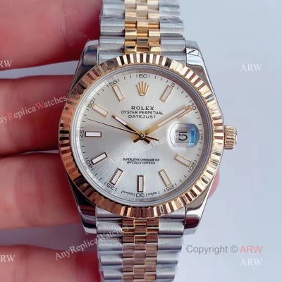 Noob Factory Best Rolex Datejust Replica Watches For Men With Silver Dial Jubilee Strap